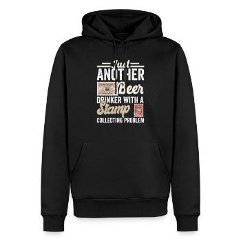 Beer & Stamps: A Collector's Perfect Blend - Men’s Premium Organic Hoodie - black - Front - Nico (187cm)