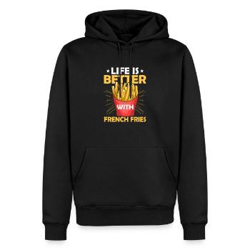 Better Life Formula: Just Add Fries - Männer Premium Bio Hoodie - Schwarz - Vorne - Nico (187cm)