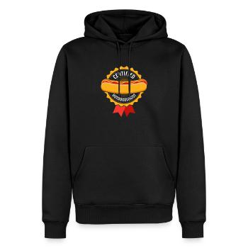 Hotdogologiste certifié Hot Dogs Foodie Viennois - Sweat à capuche Premium bio Homme - noir - Devant - Nico (187cm)