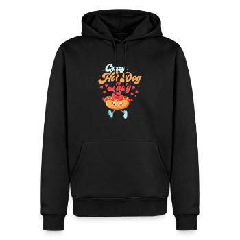 Crazy Hot Dog Lady Hotdogs Foodie Viennois - Sweat à capuche Premium bio Homme - noir - Devant - Nico (187cm)