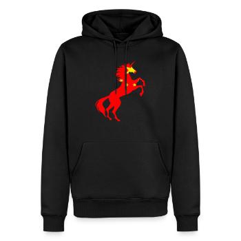 Einhorn China Flagge T-Shirt Magisches Einhorn Chinesisch - Männer Premium Bio Hoodie - Schwarz - Vorne - Nico (187cm)