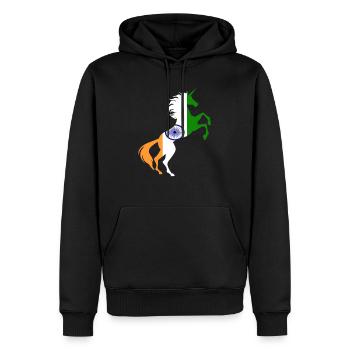 T-Shirt Drapeau Inde Licorne Magique Licorne Indienne - Sweat à capuche Premium bio Homme - noir - Devant - Nico (187cm)