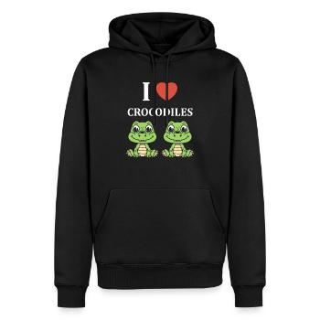 Humour Crocodile - Sweat à capuche Premium bio Homme - noir - Devant - Nico (187cm)