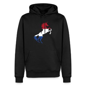 T-Shirt Licorne Drapeau Pays-Bas Licorne Magique - Sweat à capuche Premium bio Homme - noir - Devant - Nico (187cm)