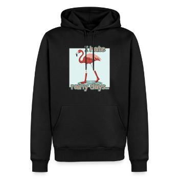 FLAMANT ROSE- PLUIE- RÉTRO - Sweat à capuche Premium bio Homme - noir - Devant - Nico (187cm)