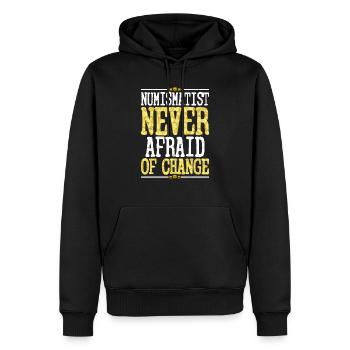 Change is Welcome: A Numismatist's Philosophy - Men’s Premium Organic Hoodie - black - Front - Nico (187cm)