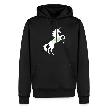 Licorne Vegan Love T-Shirt Végétarien Jeu de mots magique - Sweat à capuche Premium bio Homme - noir - Devant - Nico (187cm)