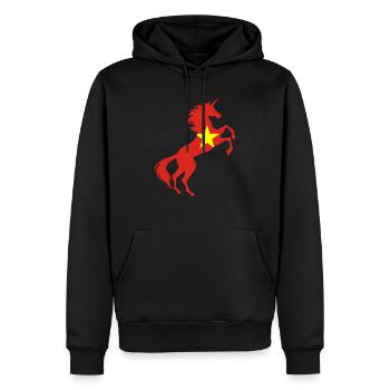 Licorne Vietnam Drapeau T-Shirt Licorne magique Jeu de mots - Sweat à capuche Premium bio Homme - noir - Devant - Nico (187cm)