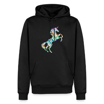 T-shirt Petites Licornes Arc-en-ciel Licorne Magique - Sweat à capuche Premium bio Homme - noir - Devant - Nico (187cm)