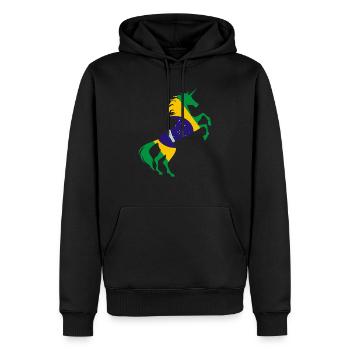 Licorne Brésil Drapeau T-Shirt Licorne Magique Brésil - Sweat à capuche Premium bio Homme - noir - Devant - Nico (187cm)