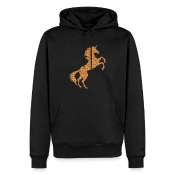 Licorne gaufre motif symbole T-shirt gaufres jeu de mots - Sweat à capuche Premium bio Homme - noir - Devant - Nico (187cm)