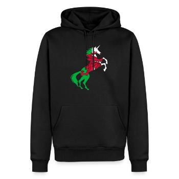 Licorne Pays de Galles Drapeau T-Shirt Licorne Magique Gallois - Sweat à capuche Premium bio Homme - noir - Devant - Nico (187cm)