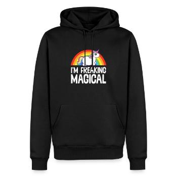 Ich bin verdammt magisch süß rosa Einhorn Regenbogen - Männer Premium Bio Hoodie - Schwarz - Vorne - Nico (187cm)