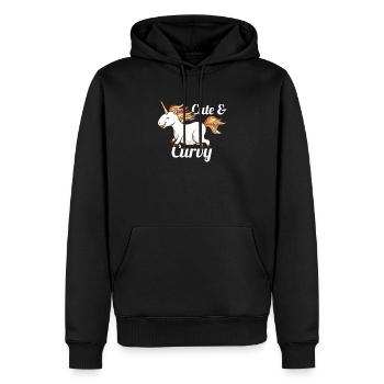 T-shirt Licorne mignon et courbé - Funny Chubby Girl - Sweat à capuche Premium bio Homme - noir - Devant - Nico (187cm)