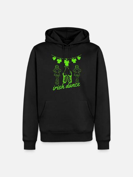 Irish Dance Shoes Dancers and Shamrock - Men’s Premium Organic Hoodie - black