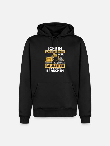 Ich bin Baggerfahrer Bau Bagger - Männer Premium Bio Hoodie - Schwarz