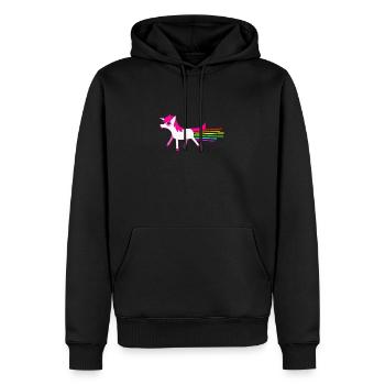 Furzendes rosa Einhorn Lustiger Regenbogen Magisches Einhorn - Männer Premium Bio Hoodie - Schwarz - Vorne - Nico (187cm)