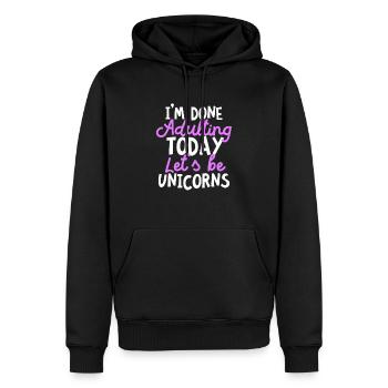 Ich bin heute fertig mit dem Erwachsenwerden Lass uns Einhörner sein Regenbogen - Männer Premium Bio Hoodie - Schwarz - Vorne - Nico (187cm)