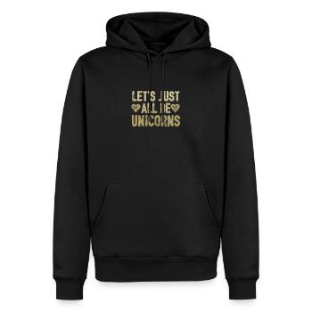 Let's Just All Be Unicorns Heart Sparkling Lover - Men’s Premium Organic Hoodie - black - Front - Nico (187cm)