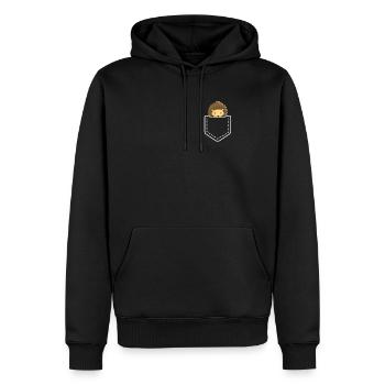 T-shirt hérisson dans votre poche - Drôle d’œil - Sweat à capuche Premium bio Homme - noir - Devant - Nico (187cm)