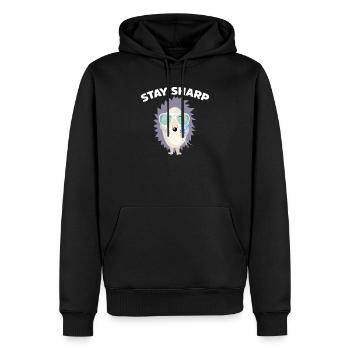 Stay Sharp Hérisson mignon avec lunettes de soleil et fleur - Sweat à capuche Premium bio Homme - noir - Devant - Nico (187cm)