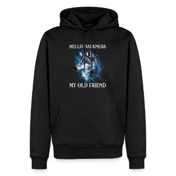 Hello Darkness My Old Friend - Wolf Lover Wildlife - Men’s Premium Organic Hoodie - black - Front - Nico (187cm)