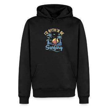 I'd Rather Be Surfing Surfboard Surfer Summer - Männer Premium Bio Hoodie - Schwarz - Vorne - Nico (187cm)