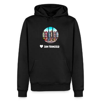 San Francisco - Men’s Premium Organic Hoodie - black - Front - Nico (187cm)