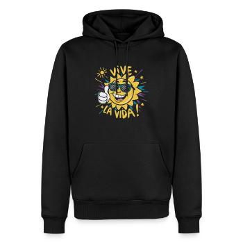 VIVE LA VIDA - Sweat à capuche Premium bio Homme - noir - Devant - Nico (187cm)