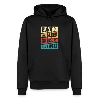 Manger du sommeil Krav Maga Répéter l’entraînement Arts martiaux - Sweat à capuche Premium bio Homme - noir - Devant - Nico (187cm)