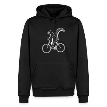Écureuil à vélo Drôle de tamia Amoureux des animaux - Sweat à capuche Premium bio Homme - noir - Devant - Nico (187cm)