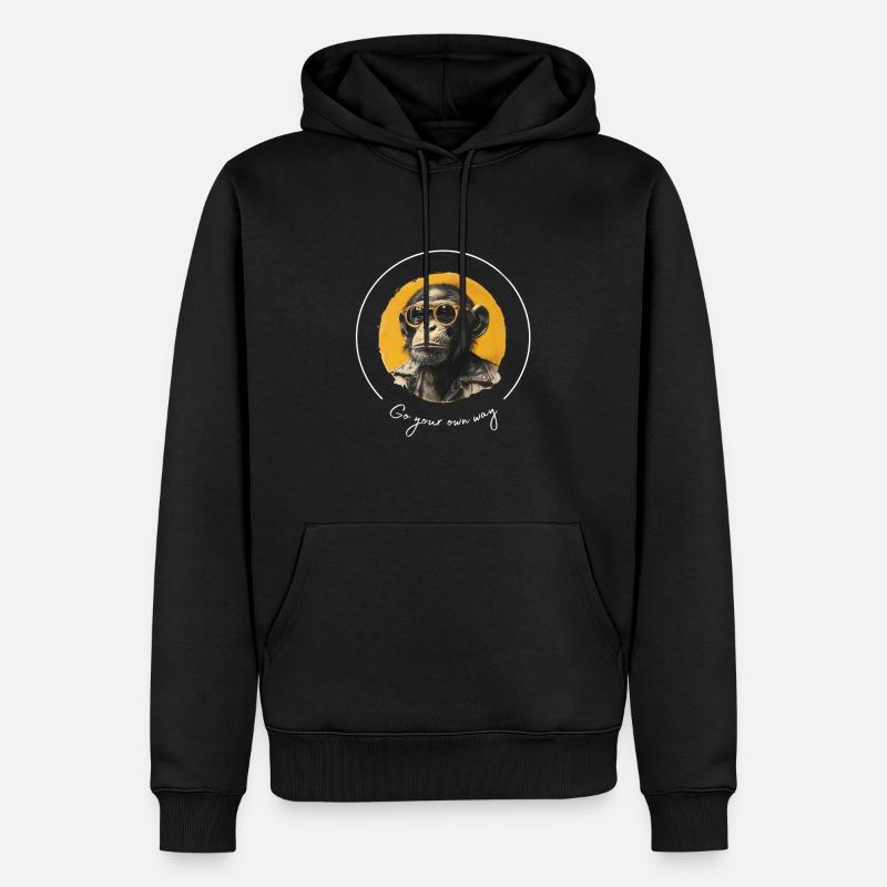 Affe Sonnenbrille Cool - Männer Premium Bio Hoodie - Schwarz