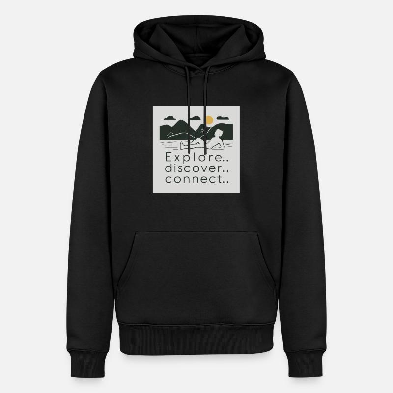 EXPLORER. DÉCOUVRIR. RELIER. - Sweat à capuche Premium bio Homme - noir