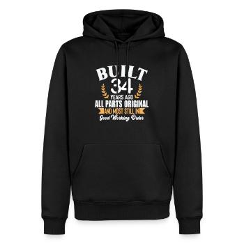 Built 34 Years Ago All Parts Original Outfit 34th - Men’s Premium Organic Hoodie - black - Front - Nico (187cm)