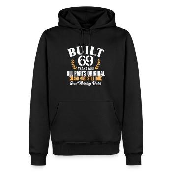 Built 69 Years Ago All Parts Original Outfit 69th - Men’s Premium Organic Hoodie - black - Front - Nico (187cm)