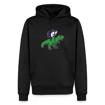 Shark Riding T-Rex T-Shirt Funny Dinosaur Rider - Men’s Premium Organic Hoodie - black - Front - Nico (187cm)
