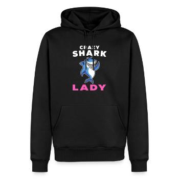 Crazy Shark Lady avec une jolie nouveauté de requin souriant - Sweat à capuche Premium bio Homme - noir - Devant - Nico (187cm)