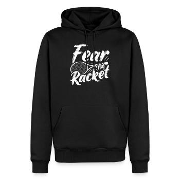 Fear My Racket Joueur de badminton - Sweat à capuche Premium bio Homme - noir - Devant - Nico (187cm)
