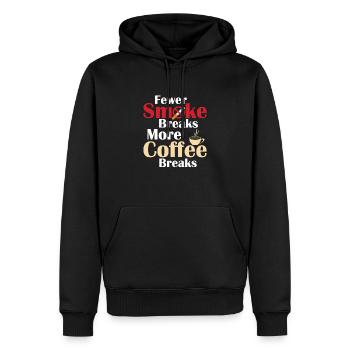 Fewer Smoke Breaks, More Coffee Breaks Healthy Qui - Männer Premium Bio Hoodie - Schwarz - Vorne - Nico (187cm)