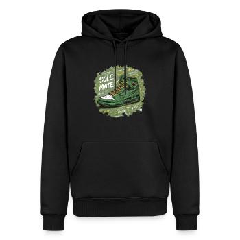 COOLE SCHUHE, SOLE MATE - Männer Premium Bio Hoodie - Schwarz - Vorne - Nico (187cm)