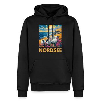 Moutons de la mer du Nord Allemagne du Nord Basse-Saxe - Sweat à capuche Premium bio Homme - noir - Devant - Nico (187cm)