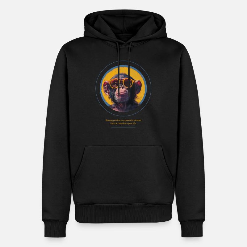 Affe Sonnenbrille Cool Spruch - Männer Premium Bio Hoodie - Schwarz