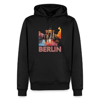 Berlin Porte de Brandebourg Pop Art - Sweat à capuche Premium bio Homme - noir - Devant - Nico (187cm)