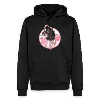 CHEVAL DE LOISIR - ROSE - CHEVAL SUR UN BÂTON - Sweat à capuche Premium bio Homme - noir - Devant - Nico (187cm)