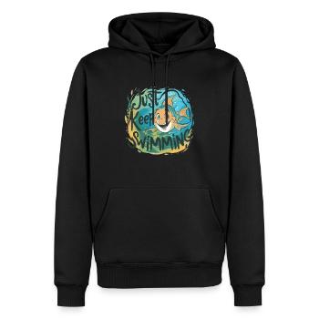 SCHWIMMEN SIE EINFACH WEITER - Männer Premium Bio Hoodie - Schwarz - Vorne - Nico (187cm)