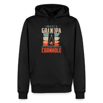 Drôle de grand-père Cornhole Bean Bag Toss Player - Sweat à capuche Premium bio Homme - noir - Devant - Nico (187cm)