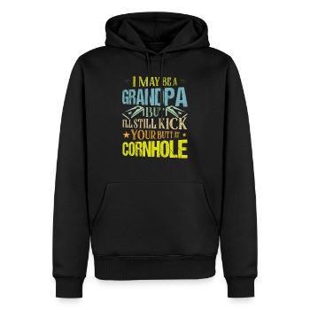 Drôle de grand-père Cornhole Player Bean Bag Toss - Sweat à capuche Premium bio Homme - noir - Devant - Nico (187cm)