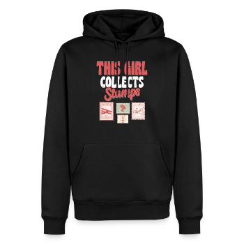 Le girl power dans la philatélie : des timbres à ma façon - Sweat à capuche Premium bio Homme - noir - Devant - Nico (187cm)