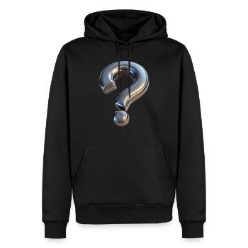 FRAGE - Männer Premium Bio Hoodie - Schwarz - Vorne - Nico (187cm)