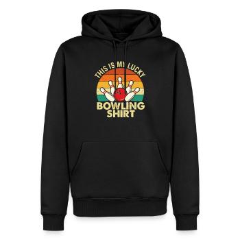 Das ist mein glückliches Bowling-Shirt - Bowling Bowler - Männer Premium Bio Hoodie - Schwarz - Vorne - Nico (187cm)
